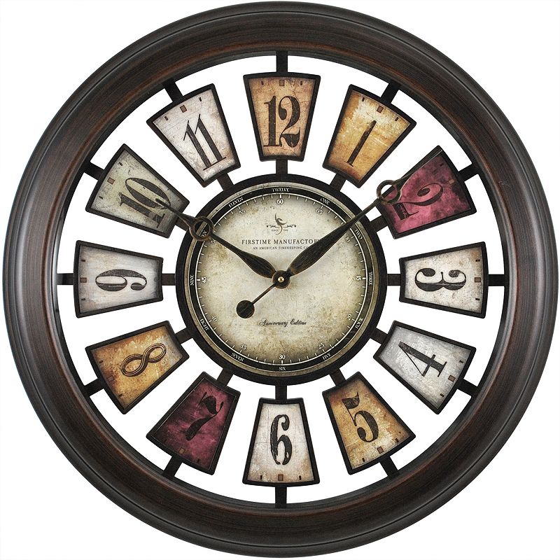 FirsTime Numeral Plaques Wall Clock, Multicolor