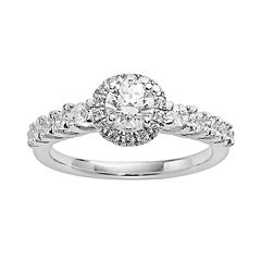 Round-Cut IGL Certified Diamond Frame Engagement Ring in 14k White Gold (1 ct. T.W.) by