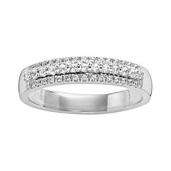 14k White Gold 1/4-ct. T.W. IGL Certified Diamond Multirow Wedding Band by