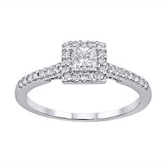 Simply Vera Vera Wang Diamond Halo Engagement Ring in 14k White Gold (1/2 ct. T.W.) by