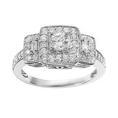 Simply Vera Vera Wang Diamond Trellis Halo Engagement Ring in 14k White Gold (3/4 ct. T.W.) by