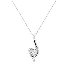 Sirena Collection 14k White Gold 1/8 Carat T.W. Diamond Swirl Pendant by