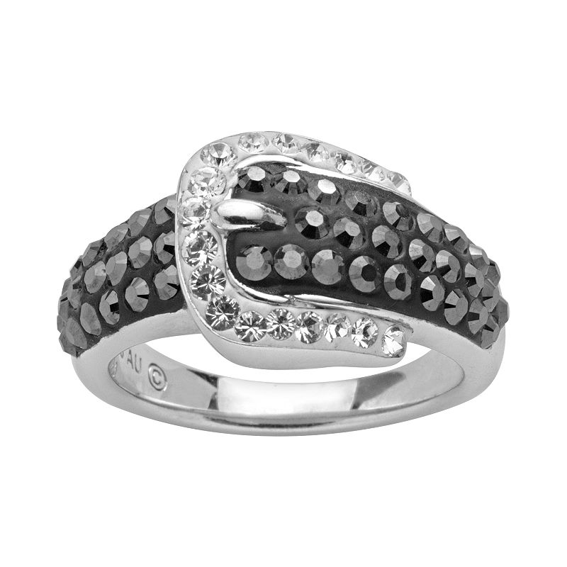 Artistique Sterling Silver Crystal Buckle Ring Made with Swarovski Elements
