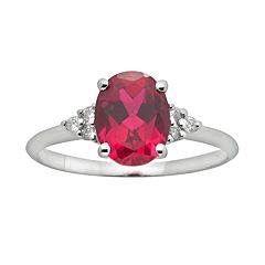 10k White Gold Lab-Created Ruby & Diamond Accent Ring by