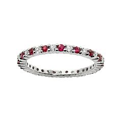 10k White Gold Ruby & White Sapphire Eternity Wedding Ring by