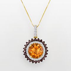 10k Gold 1/3-ct. T.W. Diamond, Smoky Quartz & Citrine Pendant by