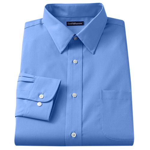 Men's Croft & Barrow® Fitted Solid Broadcloth PointCollar Dress Shirt