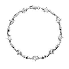 Sterling Silver White Topaz & Diamond Accent Heart Bracelet by