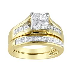 14k Gold 2-ct. T.W. Princess-Cut Diamond Ring Set by
