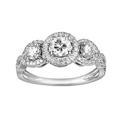 10k White Gold 1-ct. T.W. 3-Stone Round-Cut Diamond Frame Ring by