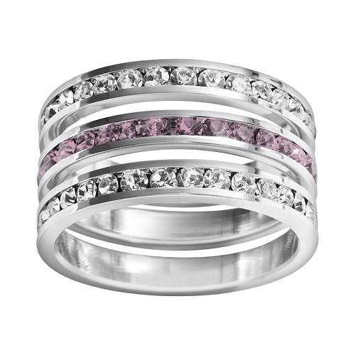 Traditions Sterling Silver Swarovski Crystal Eternity Ring Set