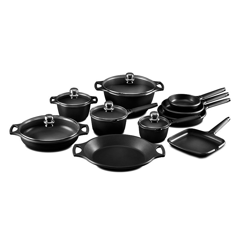 Fundix by Castey Cast-Aluminum 15-pc. Cookware Set, Black