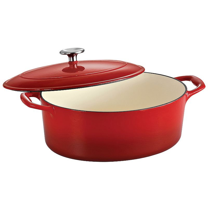 Tramontina Enameled Cast-Iron 5 1\/2-qt. Oval Dutch Oven, Red