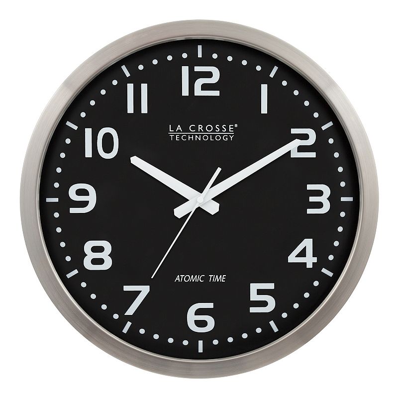 La Crosse Technology 16-in. Atomic Analog Wall Clock, Black