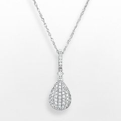 14k White Gold .25 T.W. Diamond Teardrop Pendant by