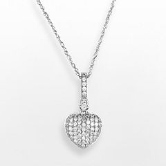 14k White Gold .3 T.W. Diamond Heart Pendant by