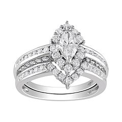 Marquise-Cut IGL Certified Diamond Engagement Ring Set in 14k White Gold (1 4/9 ct. T.W.) by