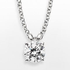 14k White Gold 1-ct. T.W. IGL Certified Diamond Solitaire Pendant by