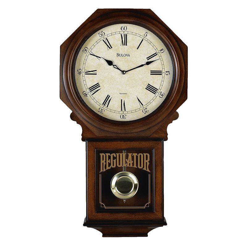 Bulova Westminster Melody Wood Schoolhouse Pendulum Wall Clock - C3543, Brown