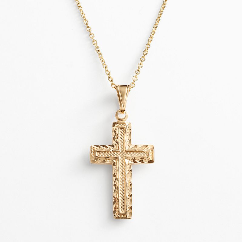 14k Gold Womens Cross Pendant 