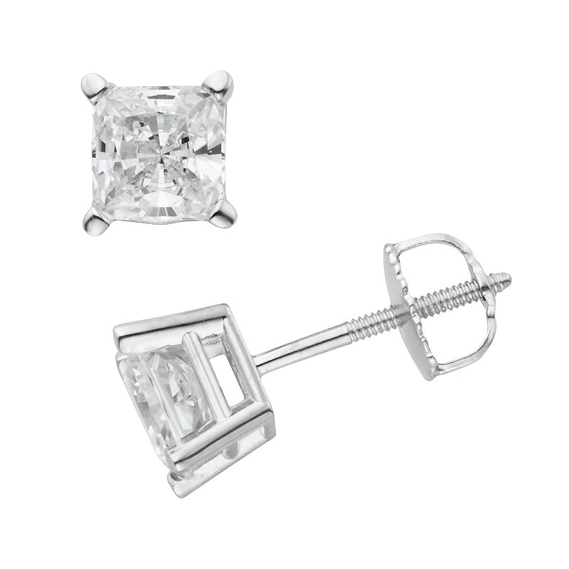 14k White Gold 1 1/2ct. T.W. IGL Certified PrincessCut Diamond Solitaire Earrings