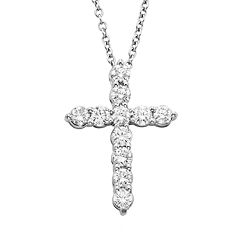 18k White Gold 1/2-ct. T.W. IGL Certified Colorless Diamond Cross Pendant by