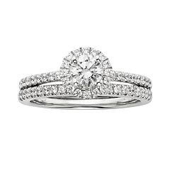 IGL Certified Diamond Engagement Ring Set in 14k White Gold (1 ct. T.W.) by