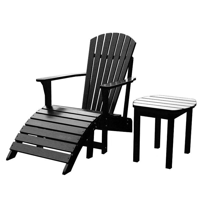 3-PC. ADIRONDACK LOUNGE CHAIR, FOOTREST &amp; TABLE