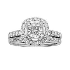 14k White Gold 1 1/2-ct. T.W. Cushion-Cut IGL Certified Diamond Frame Ring Set by