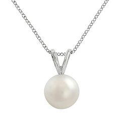 18k White Gold AAA Akoya Cultured Pearl Pendant by