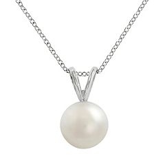 18k White Gold AAA Akoya Cultured Pearl Pendant by