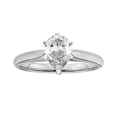 14k White Gold 3/4-ct. T.W. Pear-Cut IGL Certified Diamond Solitaire Ring by