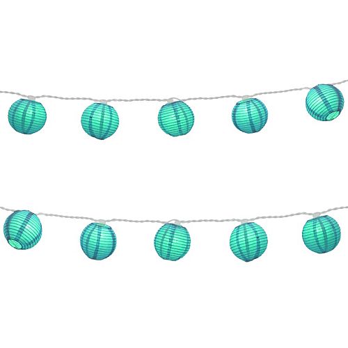 LumaBase Round Paper Lantern Purple Electric String Lights - Indoor and Outdoor