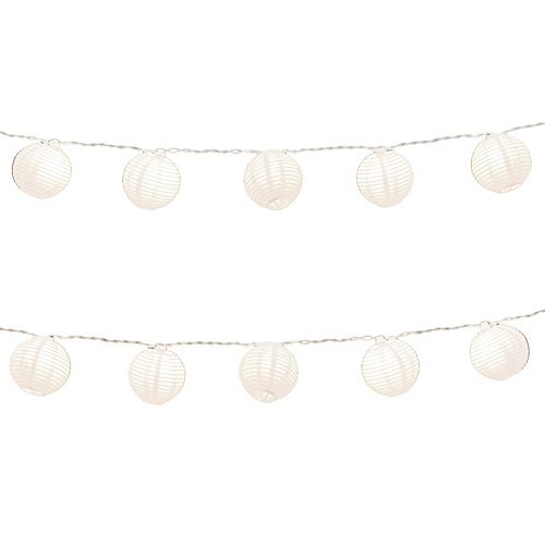 LumaBase Round Paper Lantern Purple Electric String Lights - Indoor and Outdoor