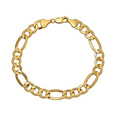 Everlasting Gold 10k Gold Figaro Bracelet Men by