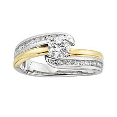 14k Gold Two Tone 3/4-ct. T.W. Round-Cut IGL Certified Diamond Swirl Engagement Ring by