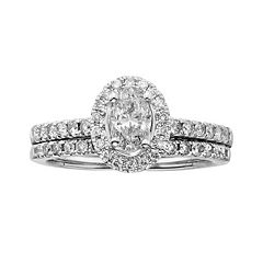 14k White Gold 1-ct. T.W. Oval-Cut IGL Certified Diamond Frame Ring Set by