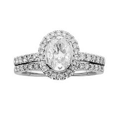 14k White Gold 1 1/2-ct. T.W. Oval-Cut IGL Certified Diamond Frame Ring Set by