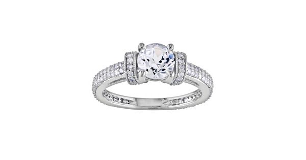 10k White Gold Lab-Created White Sapphire and 1/2-ct. T.W. Diamond Ring