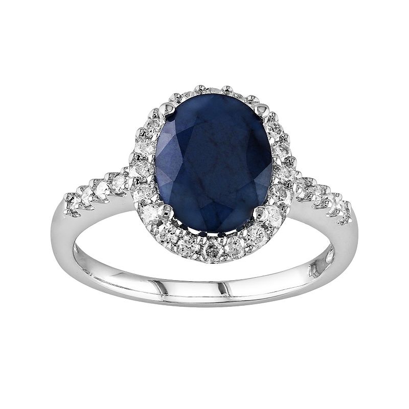 10k White Gold Sapphire and 2/5ct. T.W. Diamond Frame Ring