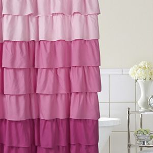 Home Classics® Ruffle Ombre Fabric Shower Curtain
