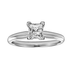 IGL Certified Princess-Cut Diamond Solitaire Engagement Ring in 14k White Gold (1 ct. T.W.) by