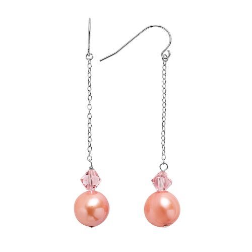 Freshwater By Honora Sterling Silver Dyed Freshwater Cultured Pearl And Crystal Linear Drop Earrings