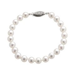 18k White Gold AAA Akoya Cultured Pearl Bracelet (7-7.5 mm) by