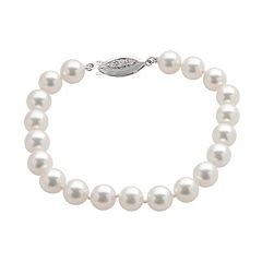 18k White Gold AAA Akoya Cultured Pearl Bracelet (7.5-8 mm) by