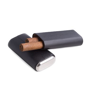 Leather Telescoping Triple Cigar Case