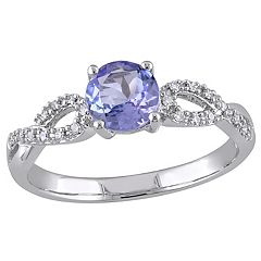 Tanzanite & 1/10 Carat T.W. Diamond Engagement Ring in 10k White Gold by