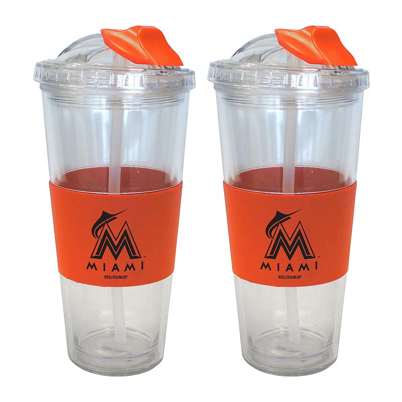 straws amazon tumblers with MIAMI 2 STRAWS TUMBLERS WITH TEAM) MARLINS SPILL (MRL NO PK.