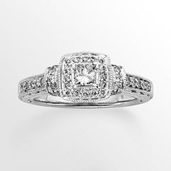 14k White Gold 3/4-ct. T.W. Princess-Cut IGL Certified Diamond Halo Wedding Ring by