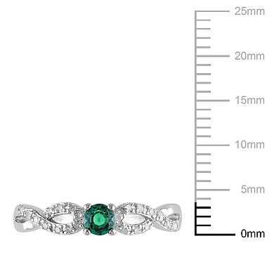 Stella Grace Sterling Silver Lab-Created Emerald and Diamond Accent Infinity Ring